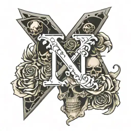 Letter N With Skull