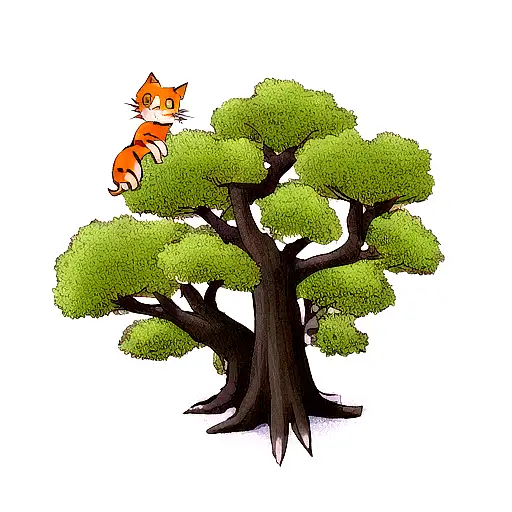 2 Cats Orenge 2 Cats Grey 1 Cat Balck 1 Cat Treecolor On Tree