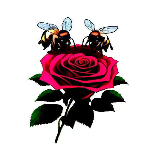 2 Bees And Rose