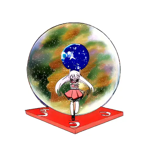 Anime Girl And Space With Planet And Stars