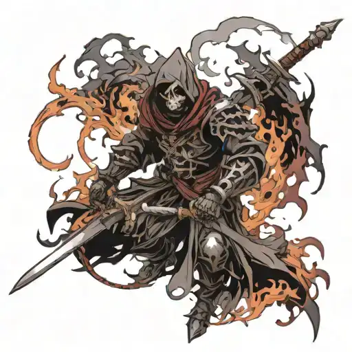 Reaper Knight Surrounded In Smoke