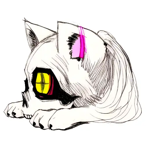 Skull With Kitty