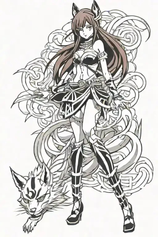 Erza Scarlet Fairy Tail And Kurama Nine Tail