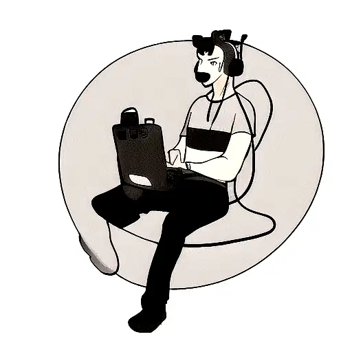 A Jaguar Wearing Headphones And Listening To Music In A Black-grey Style