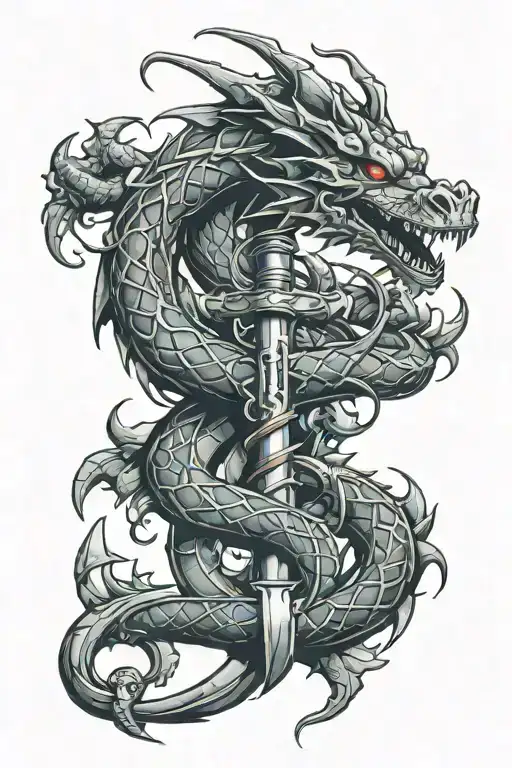 Dragon Wrapped Around Anchor