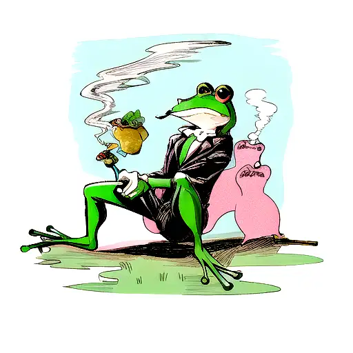Frog Smoking A Cigarette