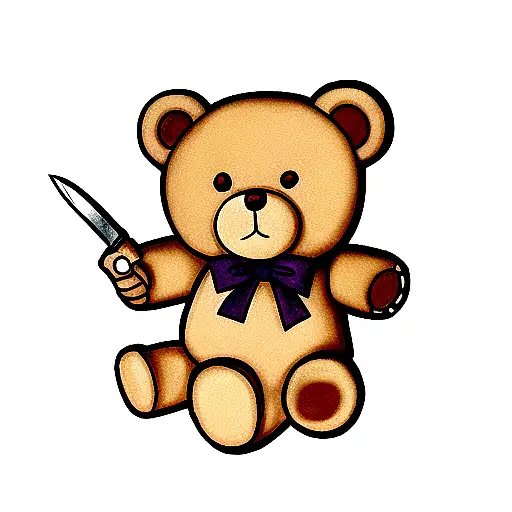 Bubble Teddy Bear Whit A Knife In Hand