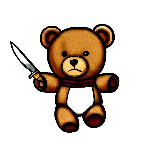 Teddy Bear Whit A Knife In Hand