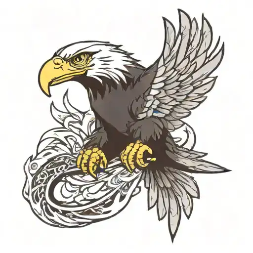 An Eagle Holding A Dildo In Its Claws All Black