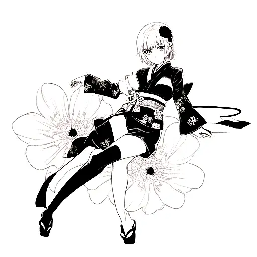 Japanese Flower With Black Background Forearm