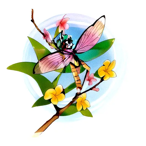 Dragonfly On Frangipani