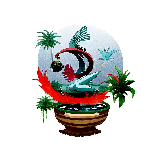 Gyrados With A Monstera Plant Tail