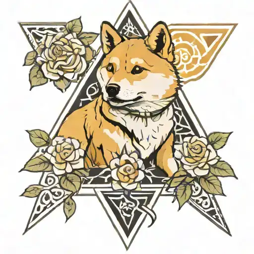 Ramonda Flower Shiba Inu Dog Triangle Roots Reaching Deep