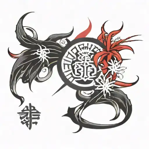 Red Spider Lily With Gaara Love Kanji Symbol