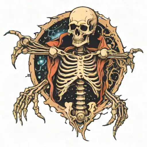 Skeleton With A Wormhole Bursting Out Of His Chest