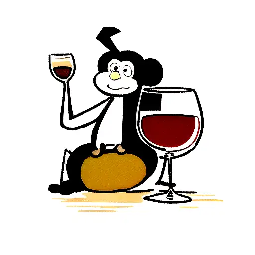 A Wine Glass And A Monkey Sharing A Toast