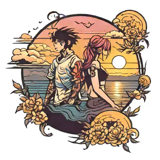 Couple Enjoying A Sunset