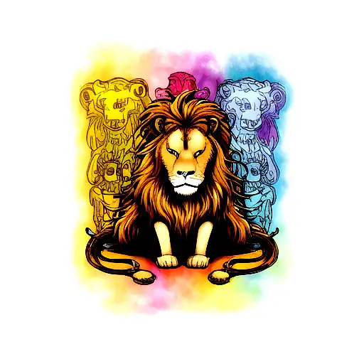 Psychedelic Lion With Aliens