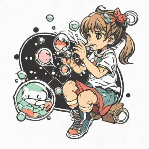 Little Girl Blowing Bubbles