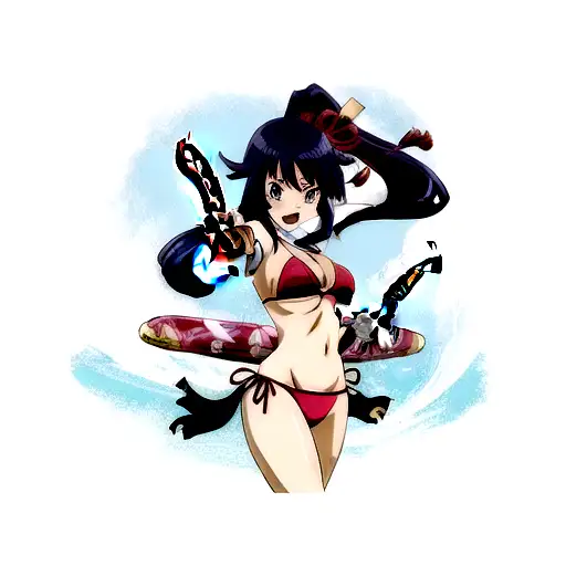 Japanese Girl With Katana In Bikini