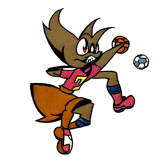Taz From Looney Tunes With Soccer Ball On Foot And Old Football Shoes In Hand