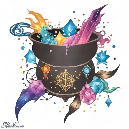 Colorful Cosmic Space Galaxy Crystals Blank Witch Cauldron Simple