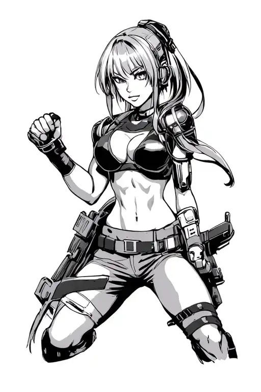 Rebecca From The Anime Cyberpunk In A Fighting Stance