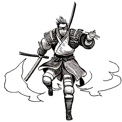 Samurai Warrior And Dragon