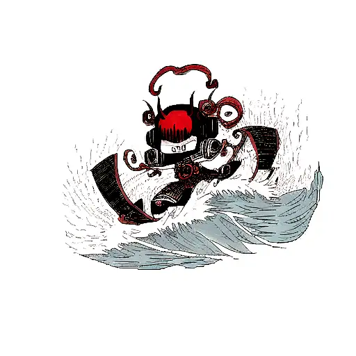 Japanese Demon With Waves