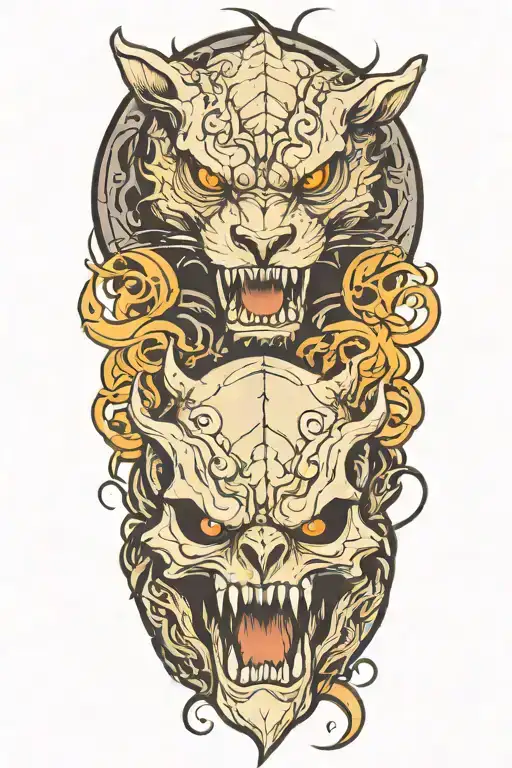 Dragon And Skull Splitting Panther