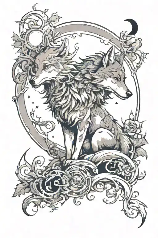 Wolf And Moon