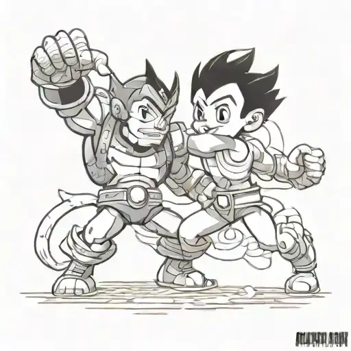 Astro Boy Fighting Black Dog