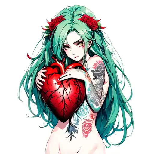 Thorny Heart Being Hugged By Beautiful Anime Woman With
