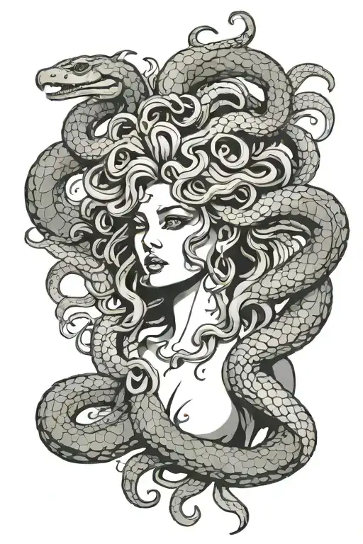 Medusa Head With Snakes Slithering