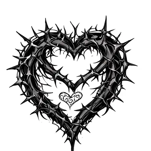 Black Thorny Heart Being Hugged By Beautiful Anime Woman With