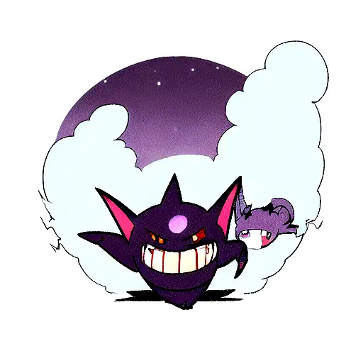 A Dynamic Scene Of Gengar Battling With Shadow Ball In A Full Moon Night Sky Circle
