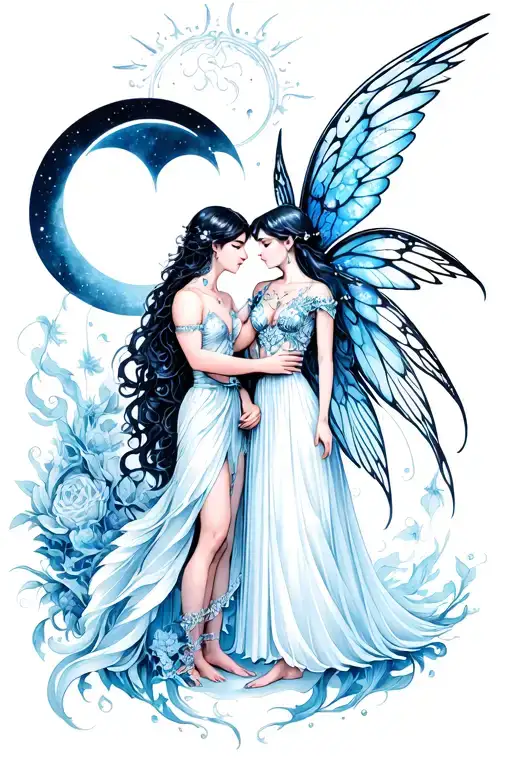 Male Seraphim And Female Faerie In Love By The Moon Phases
