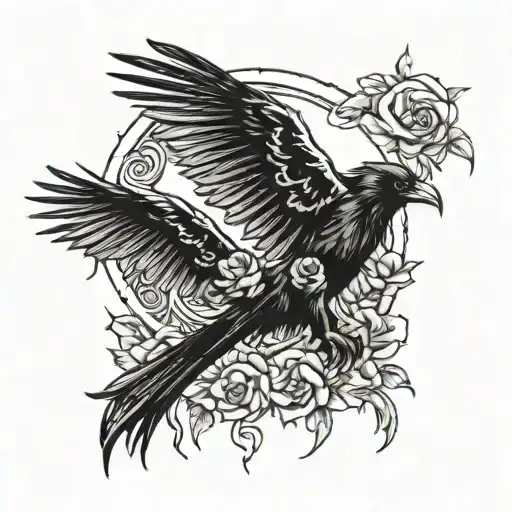 Crescent Moon Emo Ravens Roses