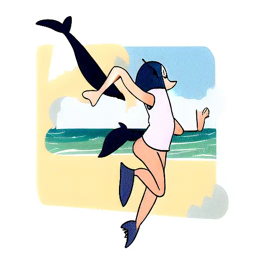 A New-school Design Featuring A Playful Dolphin Jumping Over An Ankle Scar