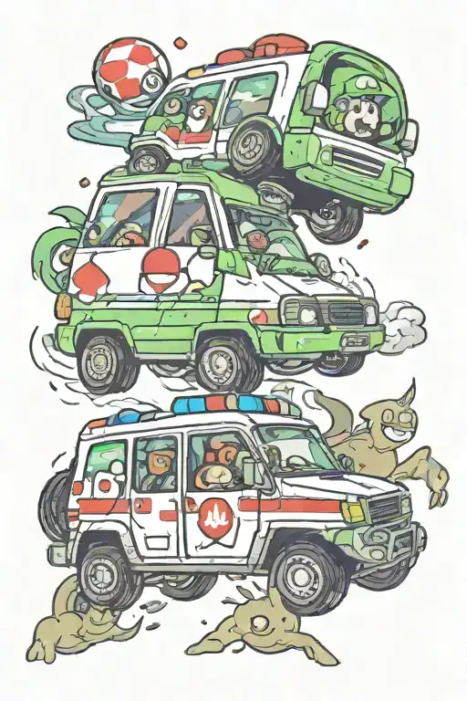Mario Kart Wreck With 1 Up Ambulance