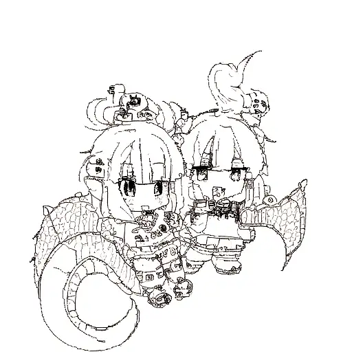 Cute Dragon Skull Linework Anime