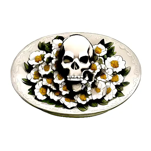 Skull With Narcissus Flowers