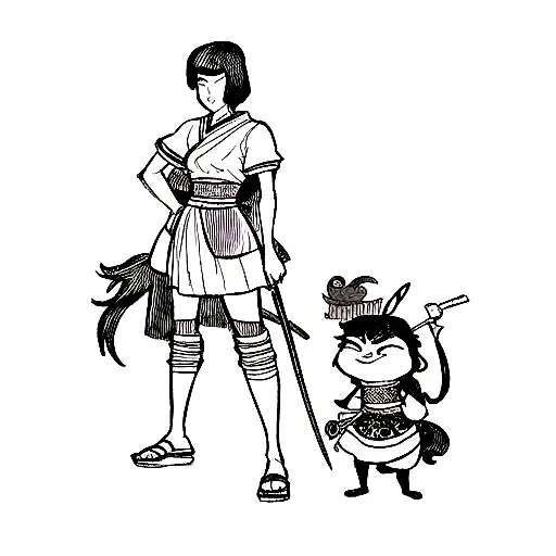 Disney Mulan With A Sword And Mushu In The Background