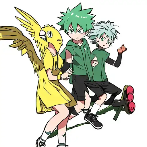 Canary From Hunterxhunter With Gon And Killua In Background