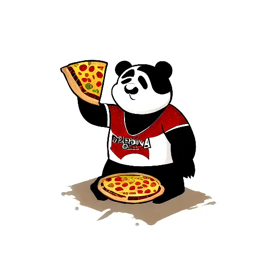Panda With A Mug Of Beer In One Hand And Slice Of Pizza Inthe Other Hand