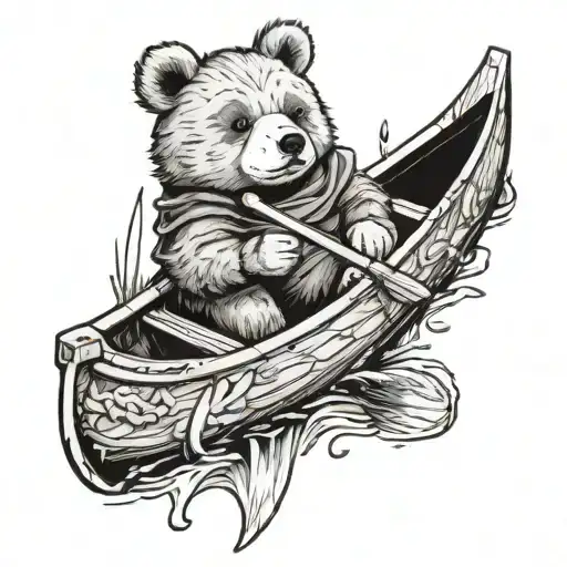 Bear And Duck Canoe Floating