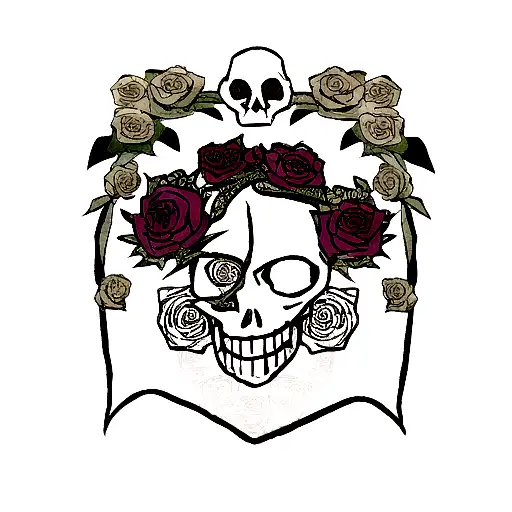 Skull With Snake And Roses