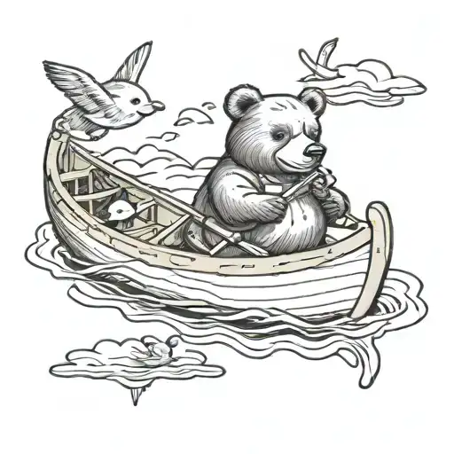 Bear Duck Canoe Floating