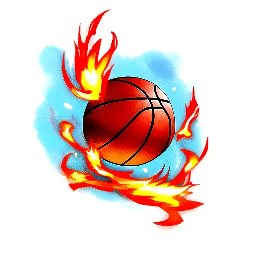 Basketball Ball In Fire