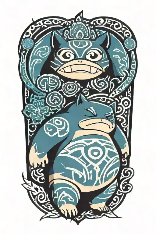 Snorlax With Tribal Tattoos Inspired